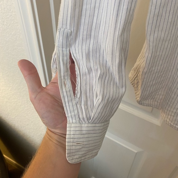 Marine Layer Mens White Pinstripe Button Down SEE PHOTOS - Picture 3 of 4